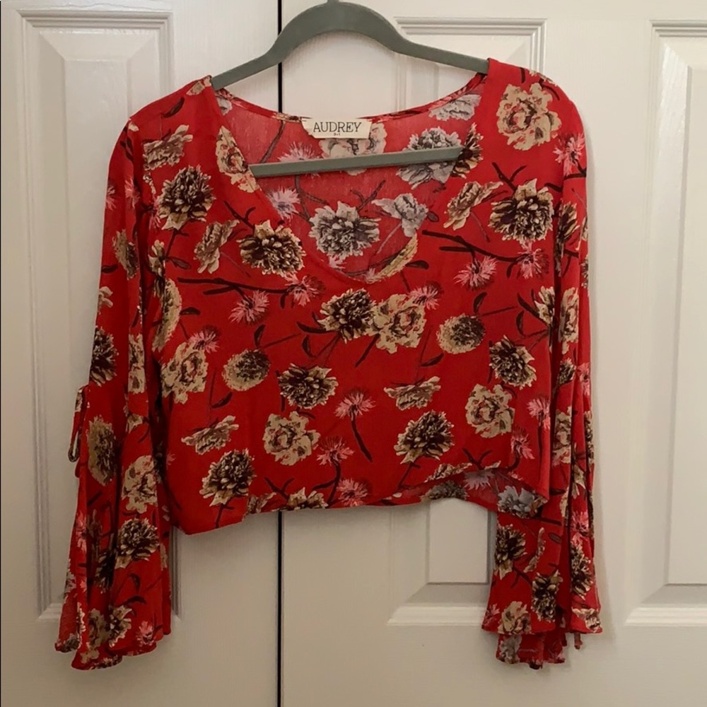 Red floral crop top